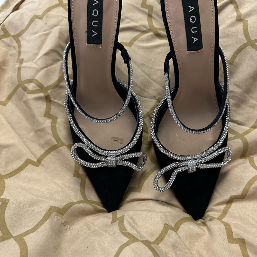 Aqua Black and Silver Women's Heels